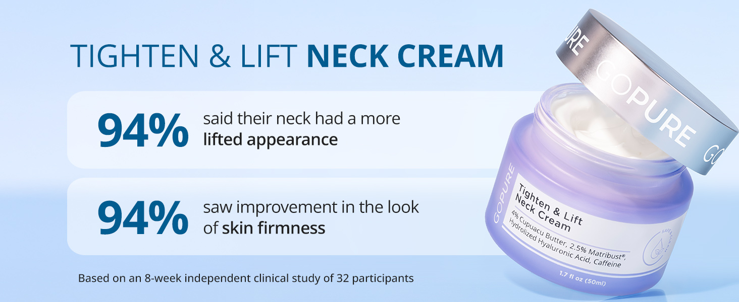 goPure Tighten & Lift Neck & Chest Moisturizer Cream for Visibly Firming, Tightening and Lifting Wrinkles & Crepey Skin, 1.7oz