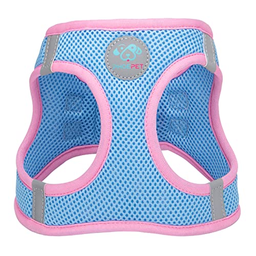 PHOEPET Reflective Dog Harness Large Breed Adjustable No Pull Vest with with Handle 2 Metal Rings 3 Buckles [Easy to Put on & Take Off](L, Orange)