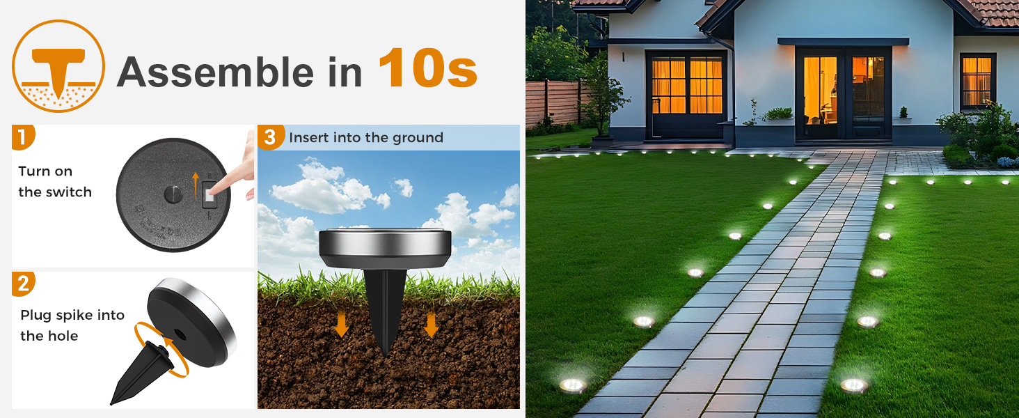 btfarm 2 Pack Solar Lights Outdoor, 8 LED Solar Ground Lights IP65 Waterproof Flat Solar Disc Light, Pathway Lights for Garden Lawn Patio Yard Path Landscape, Cool White