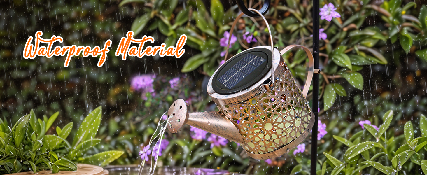 Solar Lights Outdoor Decorative, Metal Watering Can Lights Waterproof, Small Hanging Garden Decor Yard Outside Patio Lawn, Gifts for Mom Grandma Women Birthday(Warm White)