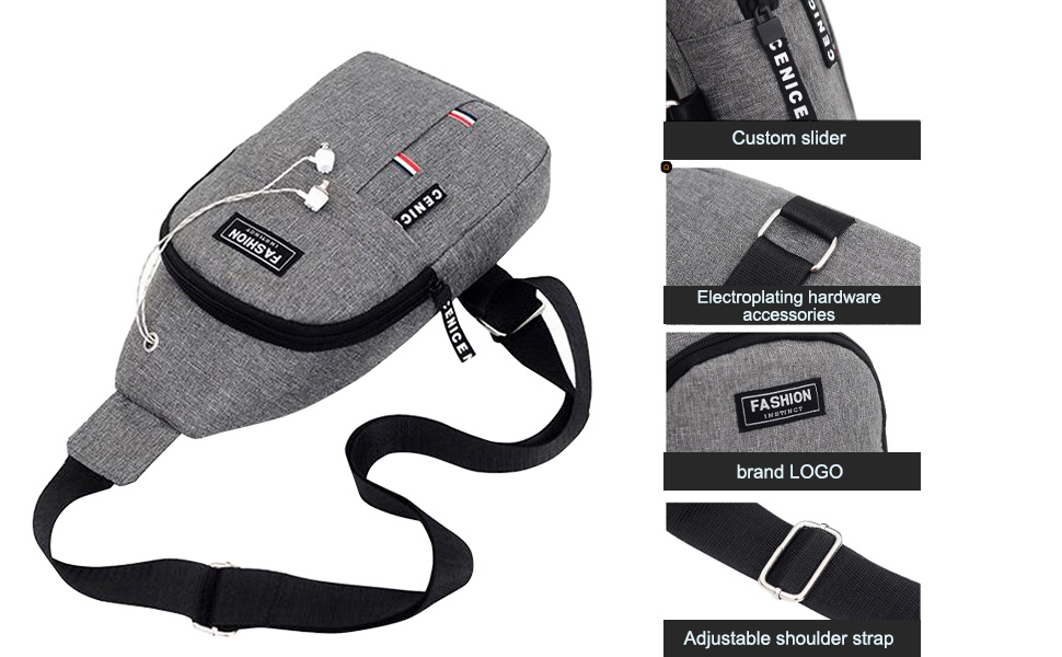 Crossbody Sling Bag for Women Mens, with USB Charging Port, Small Backpack Sash Bag Chest Daypack for Walking Hiking Travel