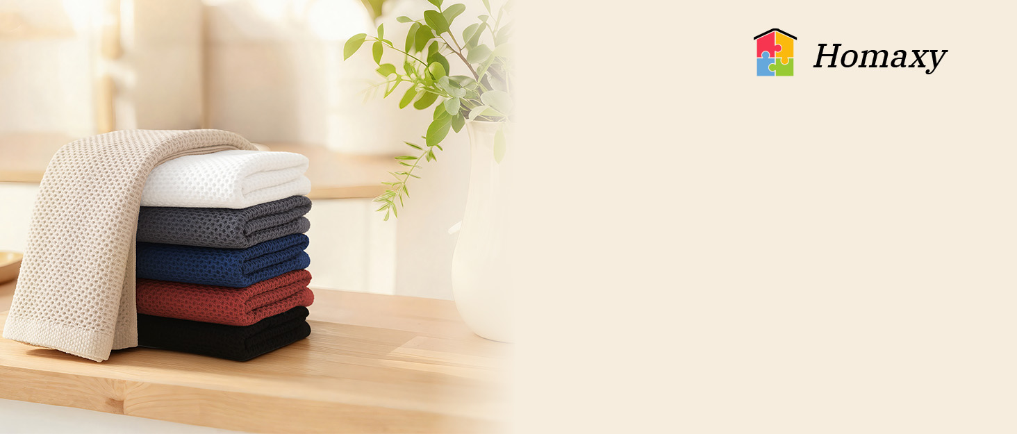 Homaxy 100% Cotton Waffle Weave Kitchen Dish Cloths, Ultra Soft Absorbent Quick Drying Dish Towels, 12 x 12 Inches, 6-Pack, Dark Grey