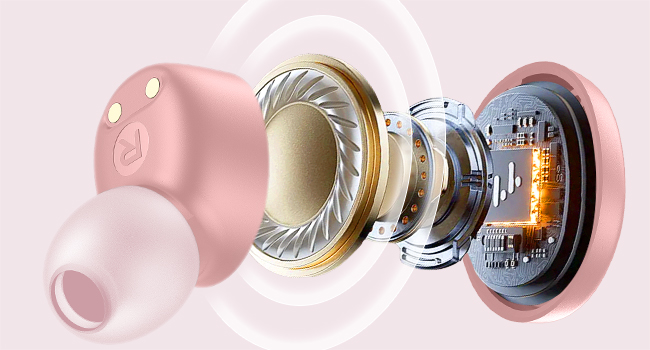 MOZOTER S8 Mini Wireless Earbuds Bluetooth 5.3 in Ear Light-Weight Headphones,60Hrs Playtime Ear Buds with Charging Case,Bluetooth Headsets,Premium Sound with Deep Bass for Sport-Pink