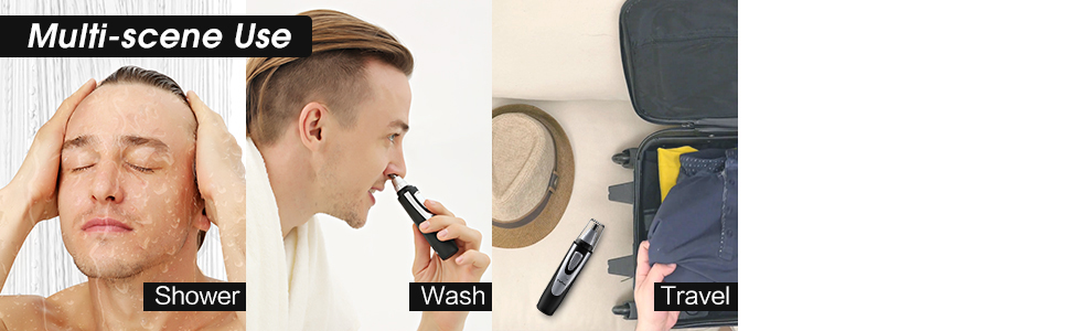 Ear and Nose Hair Trimmer Clipper - 2026 Professional Painless Eyebrow & Facial Hair Trimmer for Men Women,Battery-Operated Trimmer with IPX7 Waterproof,Dual Edge Blades for Easy Cleansing Black