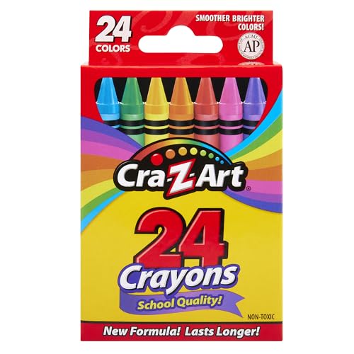 Cra-Z-Art 24ct Crayons Pack, Perfect Back to School Essential, Art Supplies for Coloring Fun, Ages 3 and Up