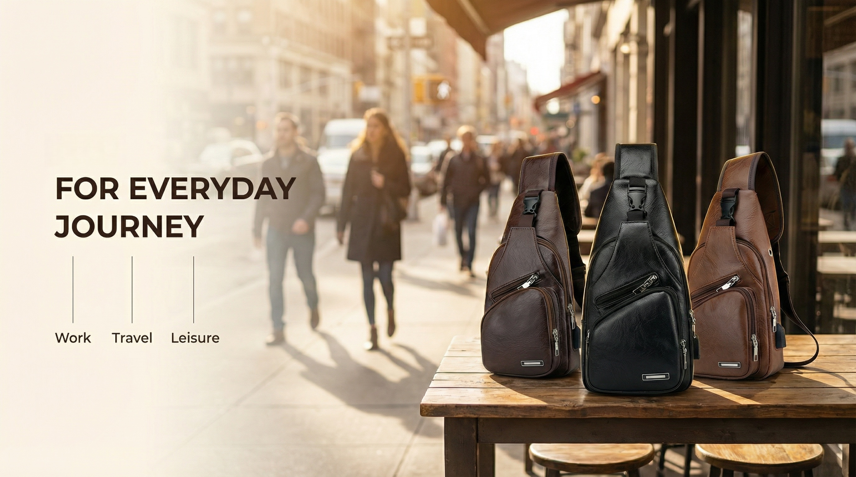 Crossbody Sling Bag for Women & Men, Sling Backpack with Earphone Port, Lightweight Shoulder Chest Bag for Hiking, Travel