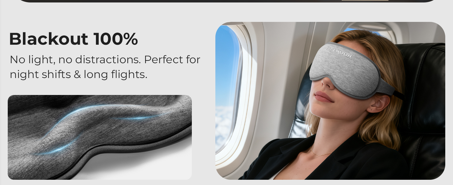 Weighted Eye Mask for Sleeping - 3D Blackout Sleep Mask for Women Men, Zero Eye Pressure, Lash-Friendly, Adjustable Strap, Airplane Travel Essentials for Long Flight & Road Trip, Meditation Mask(Gray)