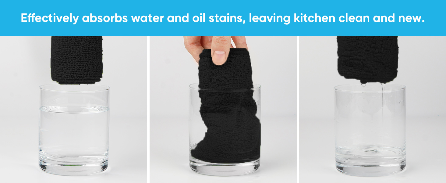 HOMEXCEL Black Microfiber Cleaning Cloth, 8 Pack Cleaning Towels for Kitchen, Lint Free, Scratch-Free, Highly Absorbent, and Reusable Cleaning Rags for House, Window and Glass, Cars, 11.5 X11.5 inch