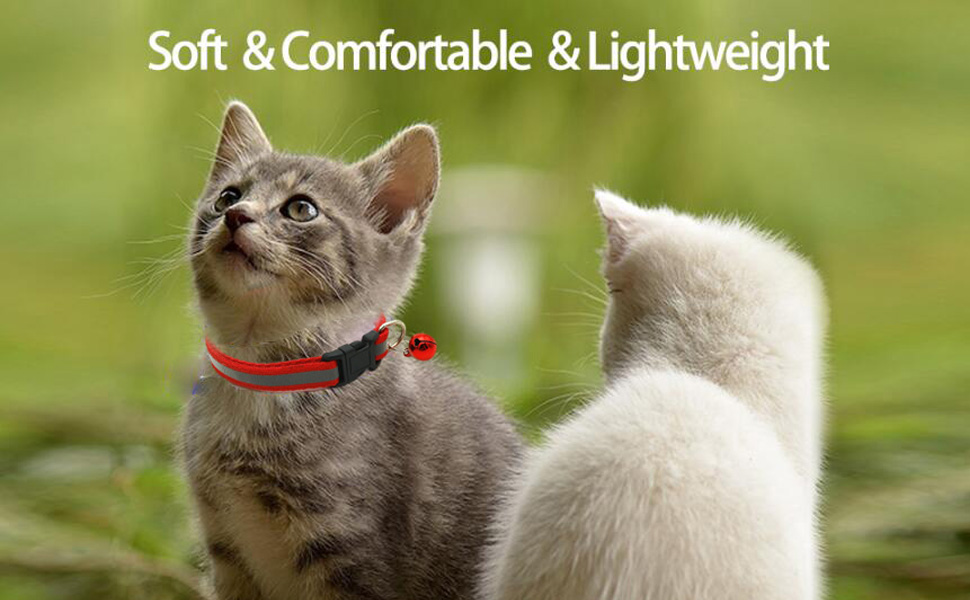 Light Blue XS Dog Collar with Bell, Reflective Cat Collars Girl Soft Adjustable Buckle for XXS XSmall Extra Small Puppy Female Male Tiny Pets Dogs Boy Kitten Yorkie X-Small