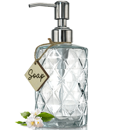 JASAI 18Oz Green Glass Soap Dispenser with Gold Rust Proof Pump, Refillable Kitchen soap Dispenser for Dish Soap, Soap Dispenser Bathroom for Hand soap, Lotion, Body Wash.