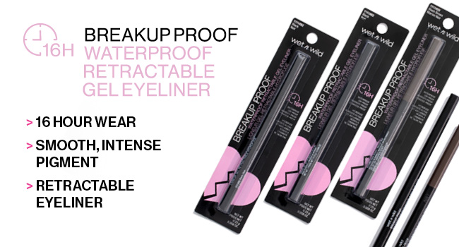 wet n wild Mega Last Breakup Proof Waterproof Retractable Gel Eyeliner - Ultra Pigmented 16-Hour Long Wear, Smudge Proof Satin Finish Formula, Cruelty-Free & Vegan - Charcoal