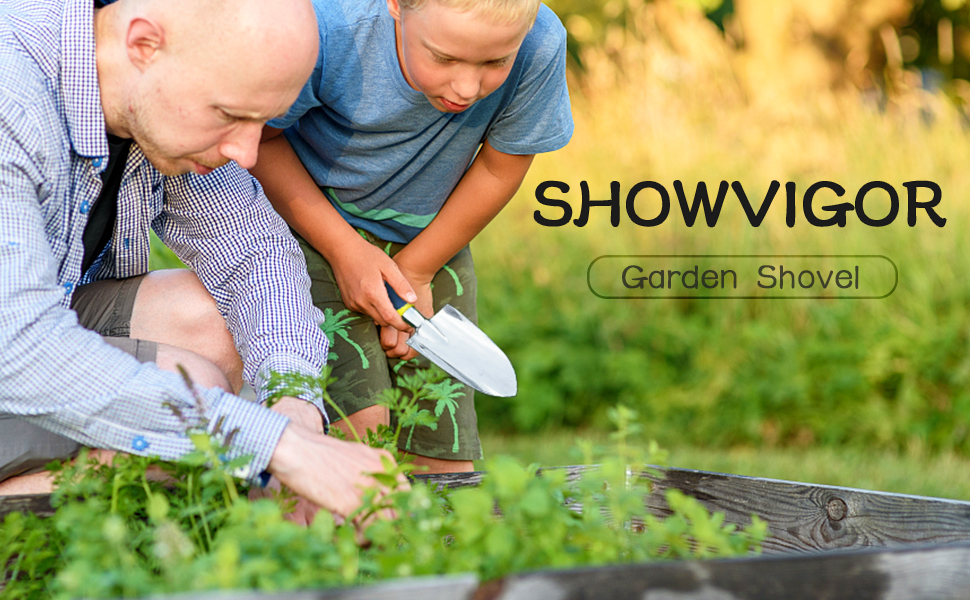 Garden Shovel, Trowel Garden Tool, Stainless Steel Heavy Duty Trowel, Soft Rubberized Non-Slip Ergonomic Handle, Hand Shovels for Digging, Planting, Transplanting, Weeding- Gardening Gift