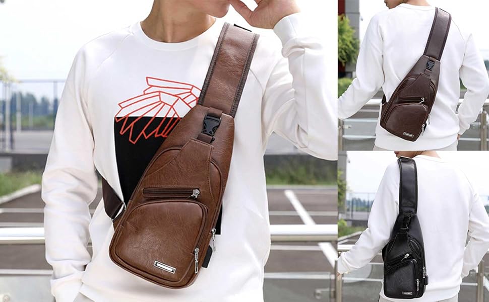 Generic Todays Deals in Clearance, Sling Bag for Women Men, Crossbody Bags, Chest Bag, Sling Backpack with USB Hole, Gray