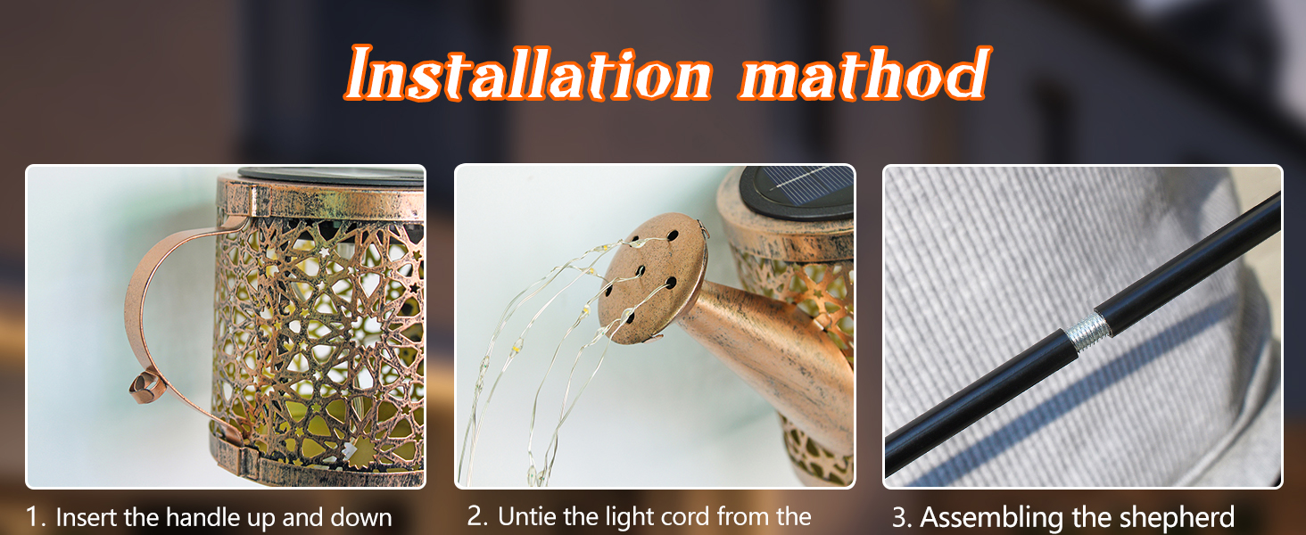 Solar Lights Outdoor Decorative, Metal Watering Can Lights Waterproof, Small Hanging Garden Decor Yard Outside Patio Lawn, Gifts for Mom Grandma Women Birthday(Warm White)