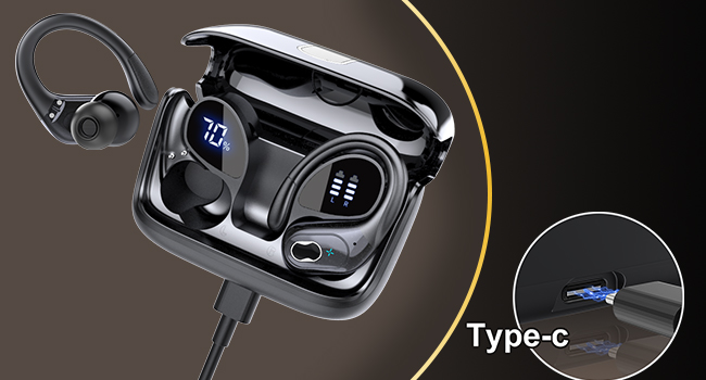 Wireless Earbuds 75hrs Bluetooth 5.4 Headphone Sport, 2026 Bluetooth Earbuds Stereo Deep Bass Over Ear Bud with Earhooks, ENC Noise Cancelling Mic, IPX7 Waterproof Earphone for Gym/Running/Workout