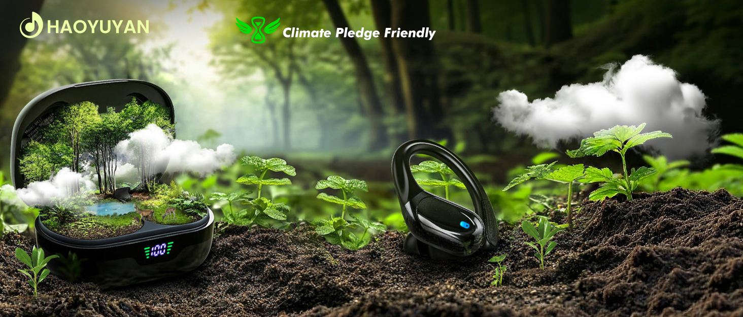 Wireless Earbuds, Sports Bluetooth Headphones, 80Hrs Playtime Ear Buds with LED Power Display, Noise Canceling Headset, IPX7 Waterproof Earphones for Workout/Running(Rose Gold)