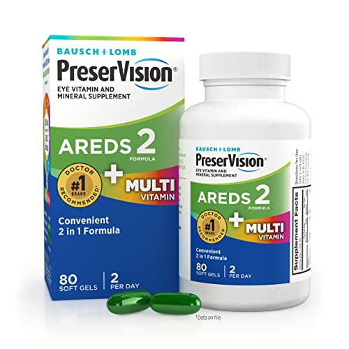 PreserVision AREDS 2 Eye Vitamins, #1 Eye Doctor Recommended Brand, Lutein and Zeaxanthin Supplement with Vitamin C, Vitamin E, Zinc, and Copper, 120 Softgels (Minigels)