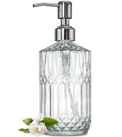 JASAI 18Oz Green Glass Soap Dispenser with Gold Rust Proof Pump, Refillable Kitchen soap Dispenser for Dish Soap, Soap Dispenser Bathroom for Hand soap, Lotion, Body Wash.