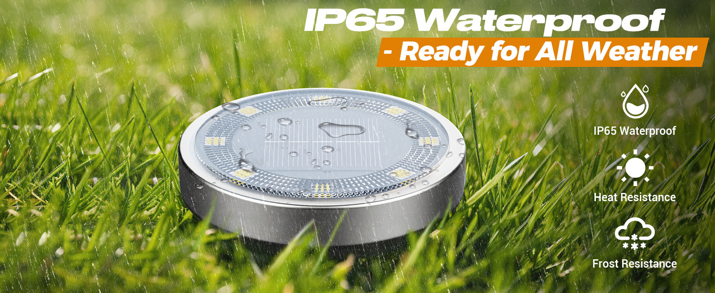 btfarm 2 Pack Solar Lights Outdoor, 8 LED Solar Ground Lights IP65 Waterproof Flat Solar Disc Light, Pathway Lights for Garden Lawn Patio Yard Path Landscape, Cool White