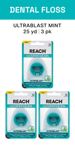REACH Waxed Dental Floss, Mint, Plaque Remover for Teeth, Shred Resistant, Floss Slides Smoothly, Easy to Use, Waxed, Deep Cleaning Teeth, Oral Care, PFAS Free, for Adults & Kids, 1 Pack, 55 yd