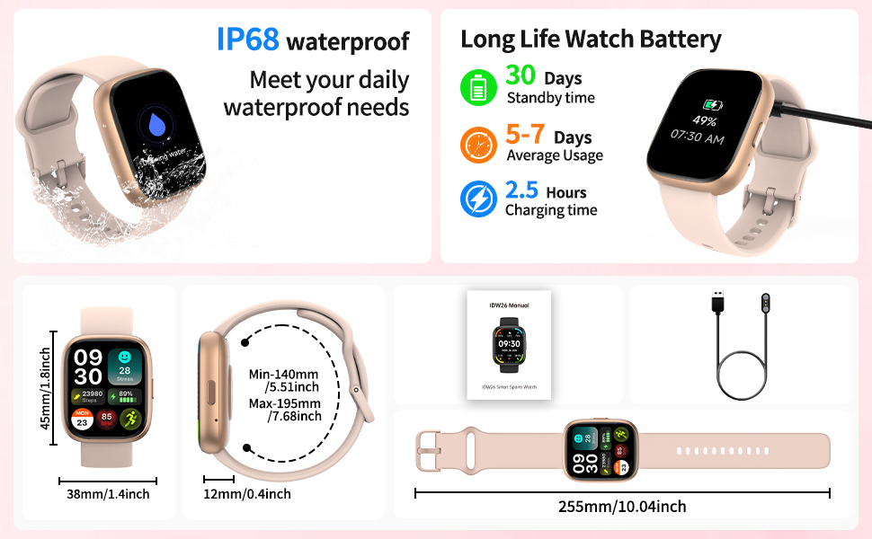 2026 Upgraded Smart Watch Alexa Built-in【1.83" HD Touchscreen】【BT5.3 Call, 100+ Sports Modes & IP68 Waterproof】 Fitness Tracker 24/7 Heart & Sleep Monitor for Android iOS Men Women