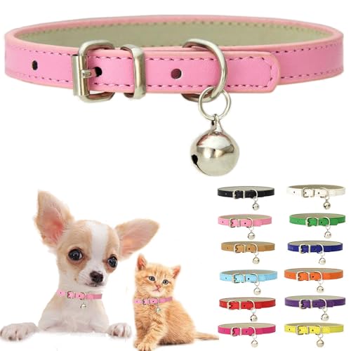 Light Blue XS Dog Collar with Bell, Reflective Cat Collars Girl Soft Adjustable Buckle for XXS XSmall Extra Small Puppy Female Male Tiny Pets Dogs Boy Kitten Yorkie X-Small
