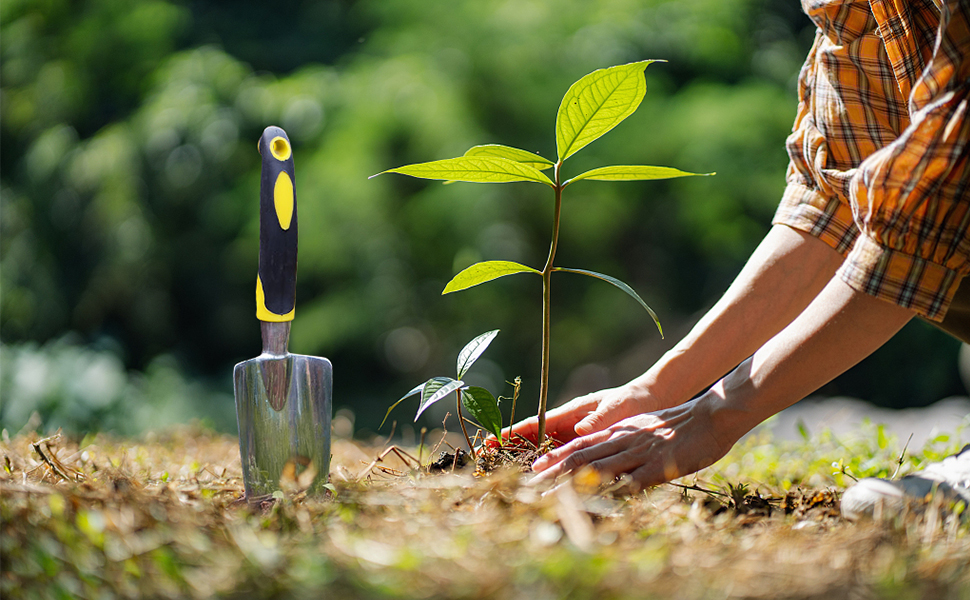 Garden Shovel, Trowel Garden Tool, Stainless Steel Heavy Duty Trowel, Soft Rubberized Non-Slip Ergonomic Handle, Hand Shovels for Digging, Planting, Transplanting, Weeding- Gardening Gift