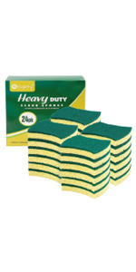 Orighty Non-Scratch Cellulose Scrub Sponges 24 Pack, Kitchen Sponges for Kitchen, Bathroom, and Household, Dual Side Sponge for Dishes, Non-Scratch Sponge Safe on Non-Stick Cookware, Car and More
