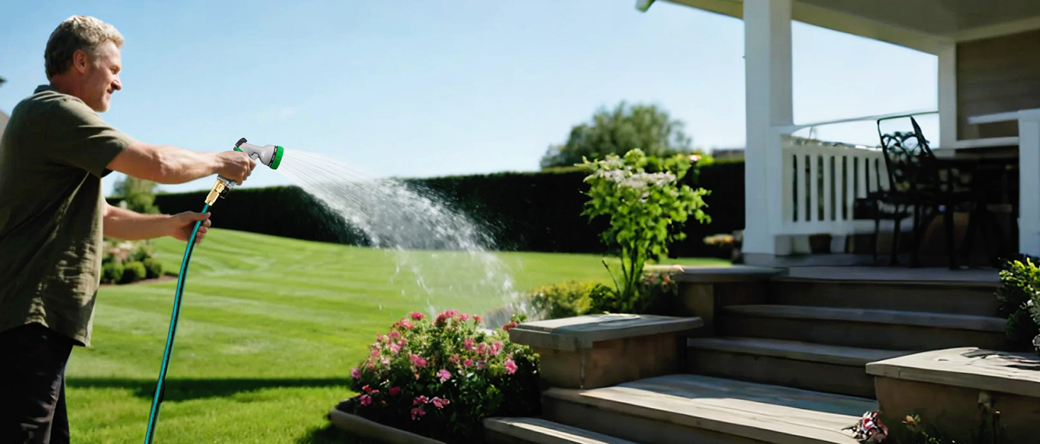 RESTMO Garden Hose Nozzle, Heavy Duty Metal Water Hose Nozzle with 7 Adjustable Spray Patterns, High Pressure Hand Sprayer with Flow Control for Watering Plants & Lawns, Washing Cars & Pets