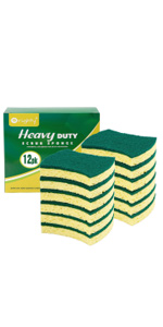 Orighty Non-Scratch Cellulose Scrub Sponges 24 Pack, Kitchen Sponges for Kitchen, Bathroom, and Household, Dual Side Sponge for Dishes, Non-Scratch Sponge Safe on Non-Stick Cookware, Car and More