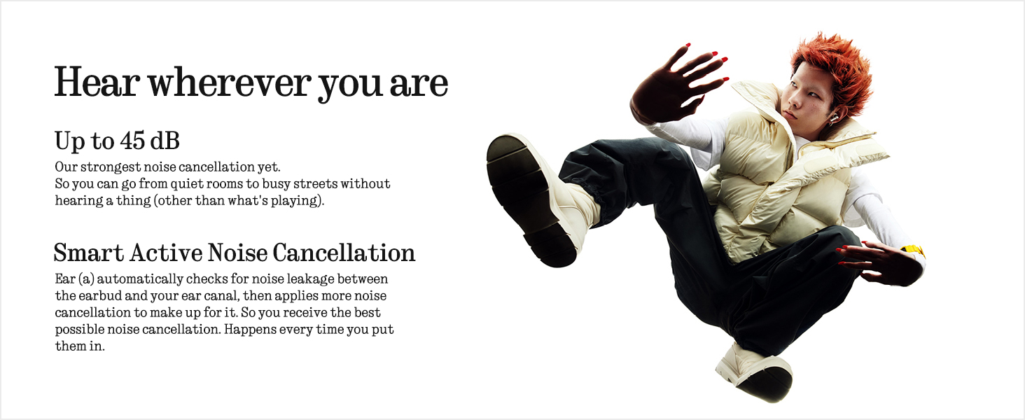 Nothing Ear (a) Wireless Earbuds, 45dB Hybrid Noise Cancelling Earbuds, Hi-Res Audio, Advanced Equaliser, Dual Connect, 6 Mics, 42.5H Playtime Ear Buds Wireless Bluetooth, White