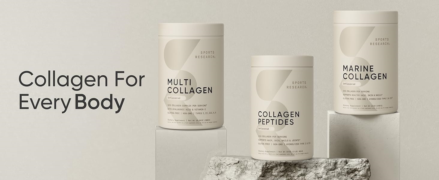 Sports Research Collagen Peptides - Hydrolyzed Type 1 & 3 Collagen Powder Protein Supplement for Healthy Skin, Nails, & Joints - Easy Mixing Vital Nutrients & Proteins, Collagen for Women & Men
