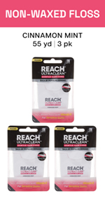 REACH Waxed Dental Floss, Mint, Plaque Remover for Teeth, Shred Resistant, Floss Slides Smoothly, Easy to Use, Waxed, Deep Cleaning Teeth, Oral Care, PFAS Free, for Adults & Kids, 1 Pack, 55 yd