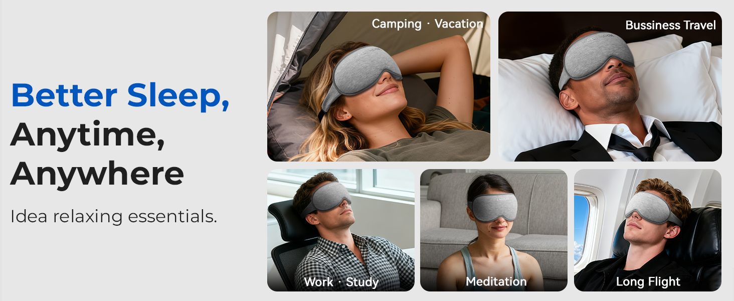 Weighted Eye Mask for Sleeping - 3D Blackout Sleep Mask for Women Men, Zero Eye Pressure, Lash-Friendly, Adjustable Strap, Airplane Travel Essentials for Long Flight & Road Trip, Meditation Mask(Gray)