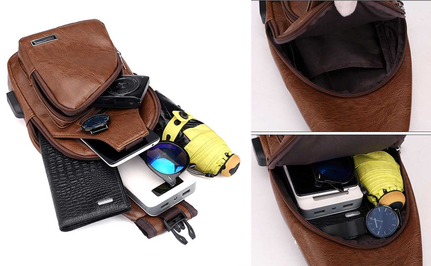 Crossbody Sling Bag with Earphone Hole for Men and Women, Small Shoulder Bag