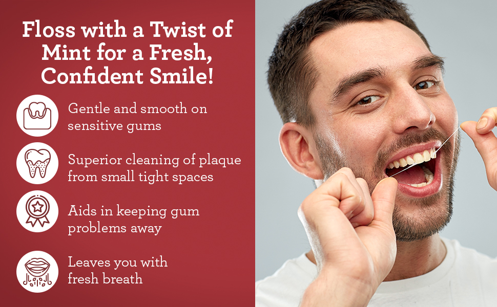 GuruNanda Expandable Waxed Dental Floss for Gentle, Deep Cleaning Wide Teeth Flossing - Cinnamon Flavor - 55 Yards