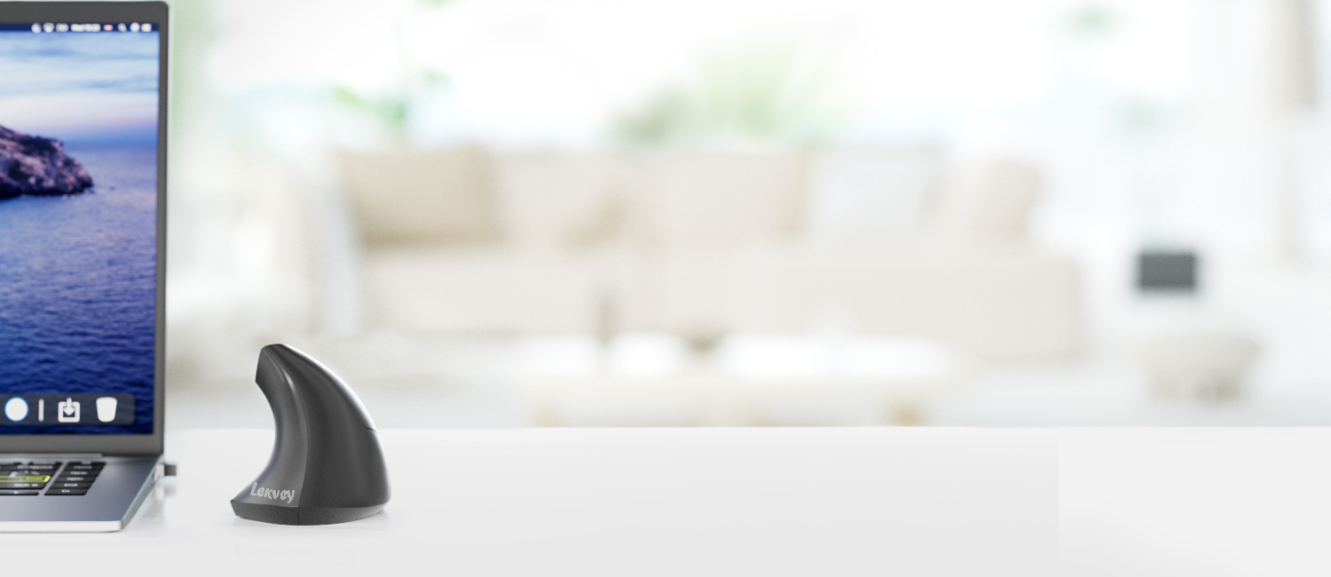 Ergonomic Mouse, LEKVEY Vertical Wireless Mouse - Rechargeable 2.4G Optical Vertical Mice : 3 Adjustable DPI 800/1200/1600 Levels 6 Buttons, for Laptop, Mac, PC, Computer, Desktop, Notebook etc, Black