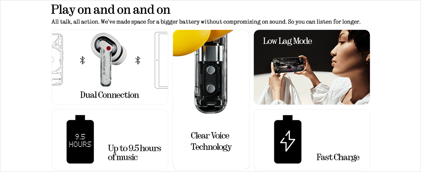 Nothing Ear (a) Wireless Earbuds, 45dB Hybrid Noise Cancelling Earbuds, Hi-Res Audio, Advanced Equaliser, Dual Connect, 6 Mics, 42.5H Playtime Ear Buds Wireless Bluetooth, White