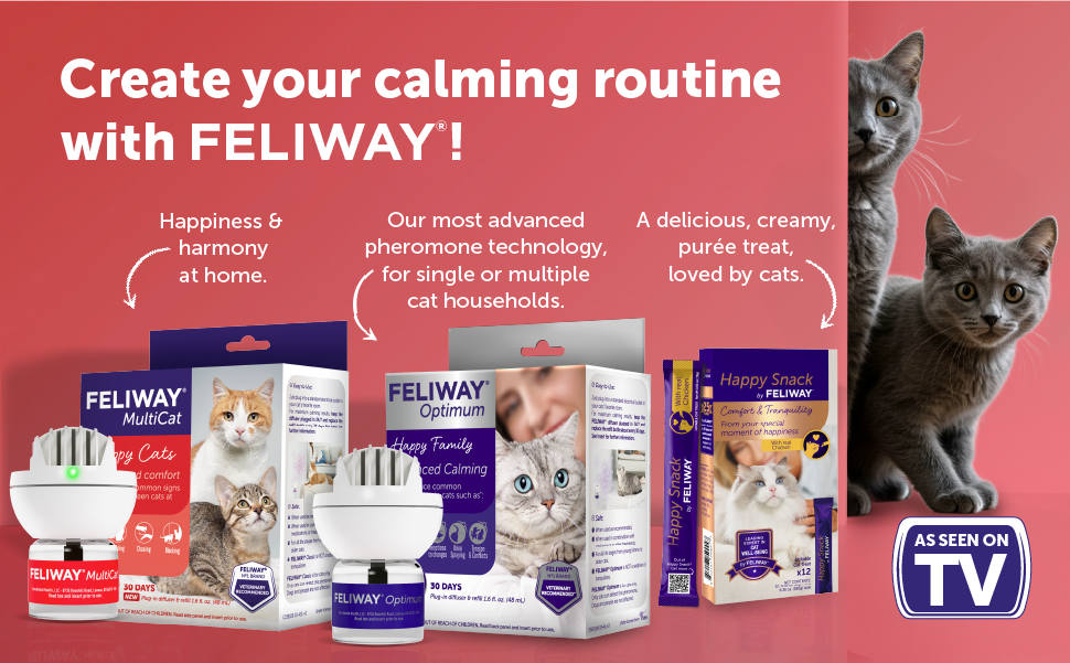 FELIWAY® MultiCat 3 x 30 Day Cat Calming Refills for Pheromone Diffuser, 3 x 48ml Value Pack- Helps Reduce Conflicts and Signs of Tension in Multi-Cat Households