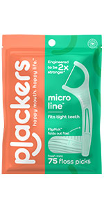 Plackers Micro Line Dental Floss Picks, Fold-Out FlipPick, Tuffloss, Mint, 36 Count