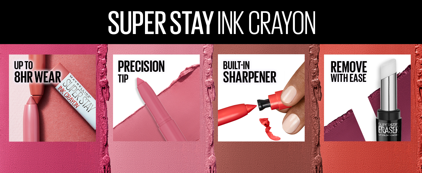 Maybelline Super Stay Ink Crayon Lipstick Makeup, Precision Tip Matte Lip Crayon with Built-in Sharpener, Longwear Up To 8Hrs, Lead The Way, Pink Beige, 1 Count