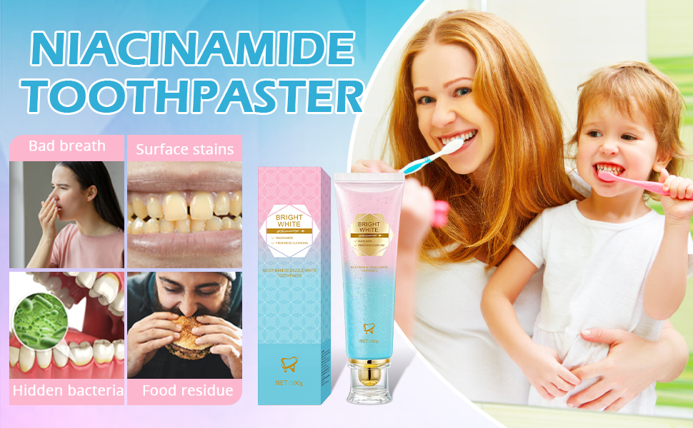 Niacinamide Whitening Toothpaste, Niacinamide Toothpaste Intensive Whitens Teeth, Protects Enamel, Removes Stains & Refreshes Breath, Daily Oral Care at Home Mint Flavor (1)