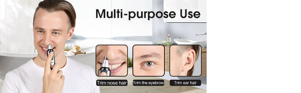 Ear and Nose Hair Trimmer Clipper - 2026 Professional Painless Eyebrow & Facial Hair Trimmer for Men Women,Battery-Operated Trimmer with IPX7 Waterproof,Dual Edge Blades for Easy Cleansing Black