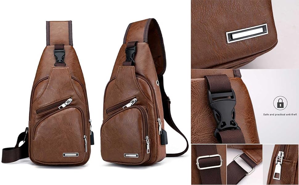 Generic Todays Deals in Clearance, Sling Bag for Women Men, Crossbody Bags, Chest Bag, Sling Backpack with USB Hole, Gray