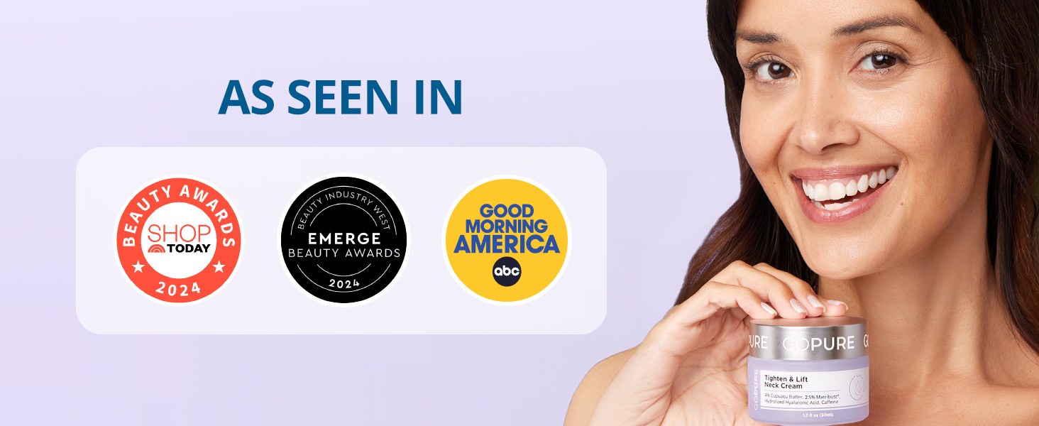 goPure Tighten & Lift Neck & Chest Moisturizer Cream for Visibly Firming, Tightening and Lifting Wrinkles & Crepey Skin, 1.7oz