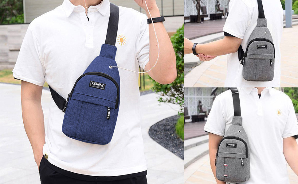 Crossbody Sling Bag for Women Mens, with USB Charging Port, Small Backpack Sash Bag Chest Daypack for Walking Hiking Travel