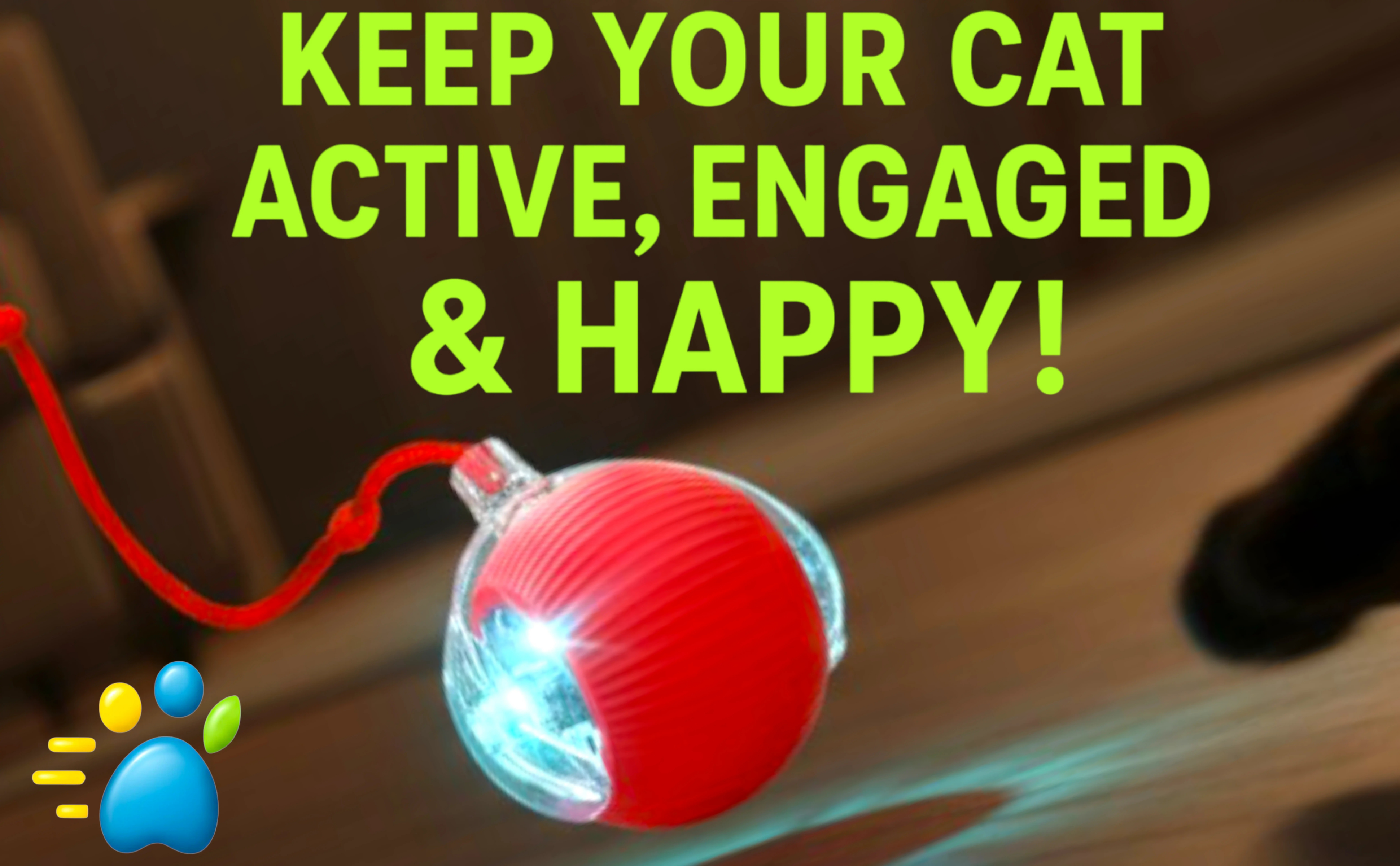 Purrmitive 2026 Durable Interactive Cat Toys for Indoor Cats, Dog Toys Ball, Rolling Pet Ball, Smart Automatic Cat Chase Balls Toy, Interactive Dog Toys Speedy Tail,Kitten & Cat Toys Interactive (Red)