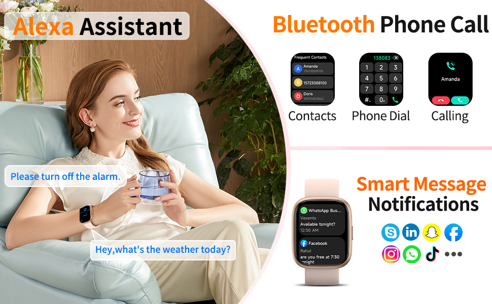 2026 Upgraded Smart Watch Alexa Built-in【1.83" HD Touchscreen】【BT5.3 Call, 100+ Sports Modes & IP68 Waterproof】 Fitness Tracker 24/7 Heart & Sleep Monitor for Android iOS Men Women