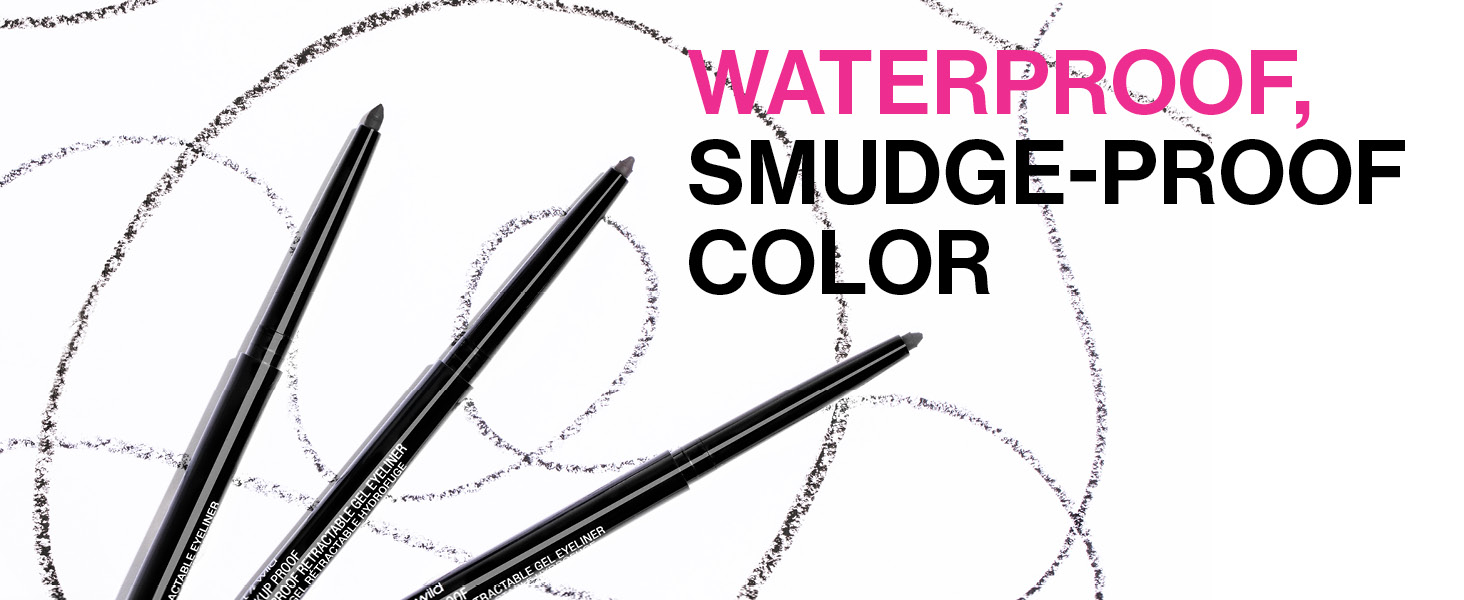 wet n wild Mega Last Breakup Proof Waterproof Retractable Gel Eyeliner - Ultra Pigmented 16-Hour Long Wear, Smudge Proof Satin Finish Formula, Cruelty-Free & Vegan - Charcoal