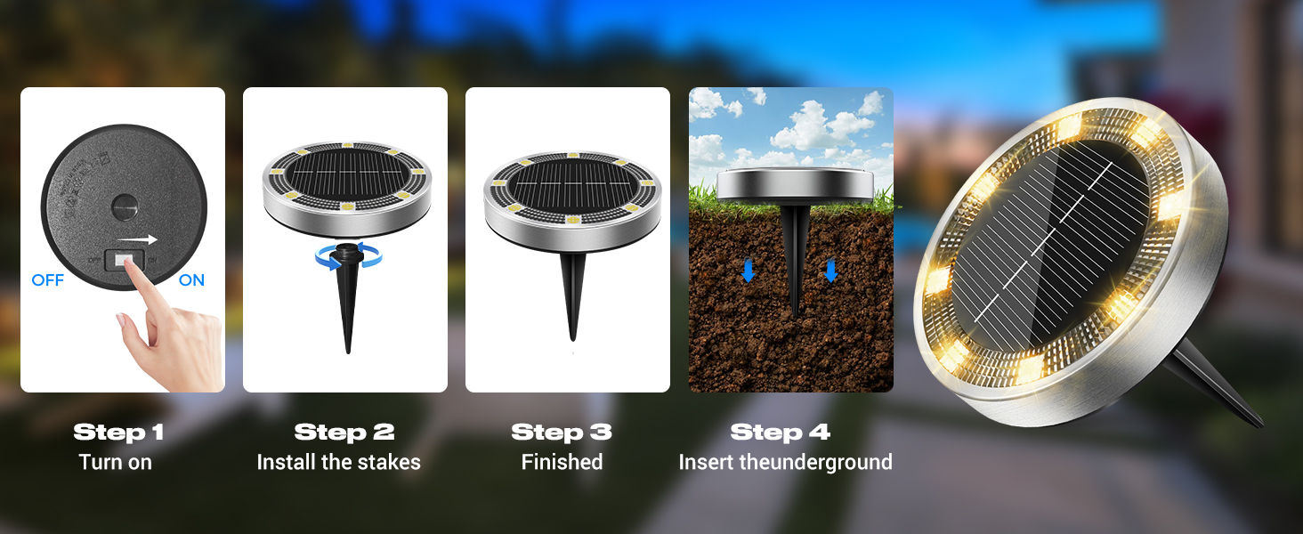 Peasur Solar Ground Lights Outdoor, 2 Pack Flat Solar Powered Disc Lights, IP68 Waterproof, Anti-Rust, Landscape Lighting for Pathway Garden Yard Lawn Walkway Landscape Driveway, Mini, Warm White